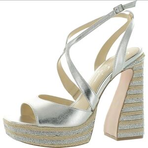 NIB Jessica Simpson Silver Sparkle Platforms Size 9 Dosia *bsmt